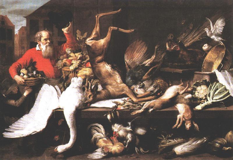 SNYDERS, Frans Still Life with Dead Game, Fruits, and Vegetables in a Market w t oil painting picture
